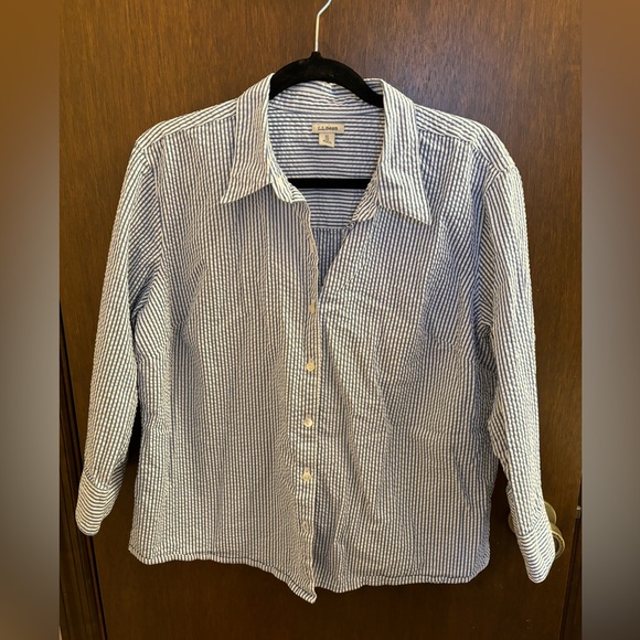 LL Bean striped button down - Picture 1 of 8